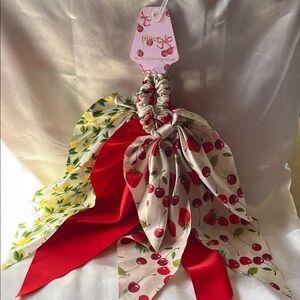 Cherry and Strawberry Hair Scrunchies Set 🍒🍓🍋